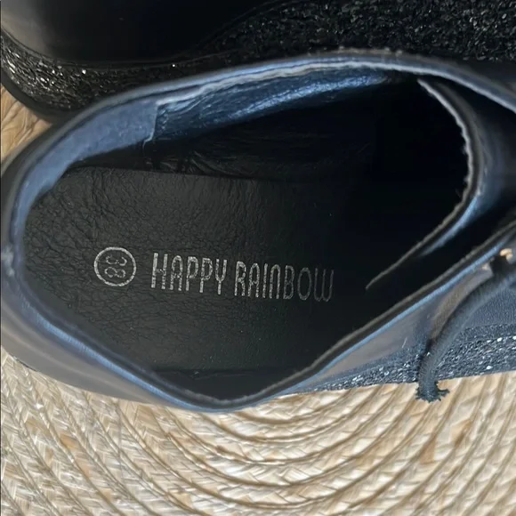 Black Glitter Platform Oxford  Funky Shoes Size 38 - Picture 12 of 14